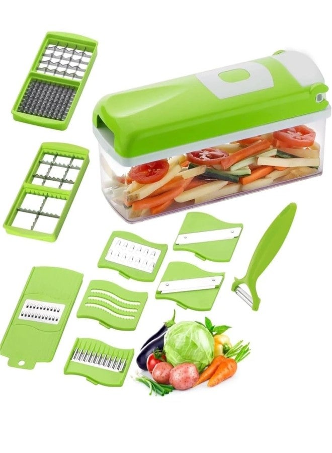 F4FIVE 13-in-1 Multipurpose Vegetable Chopper & Food Slicer - Grater, Dicer, Peeler, and Chipser with Unbreakable Food-Grade Body, Easy Clean Push Button, Kitchen Cutter for Fruits & Vegetables (1) - Image 1